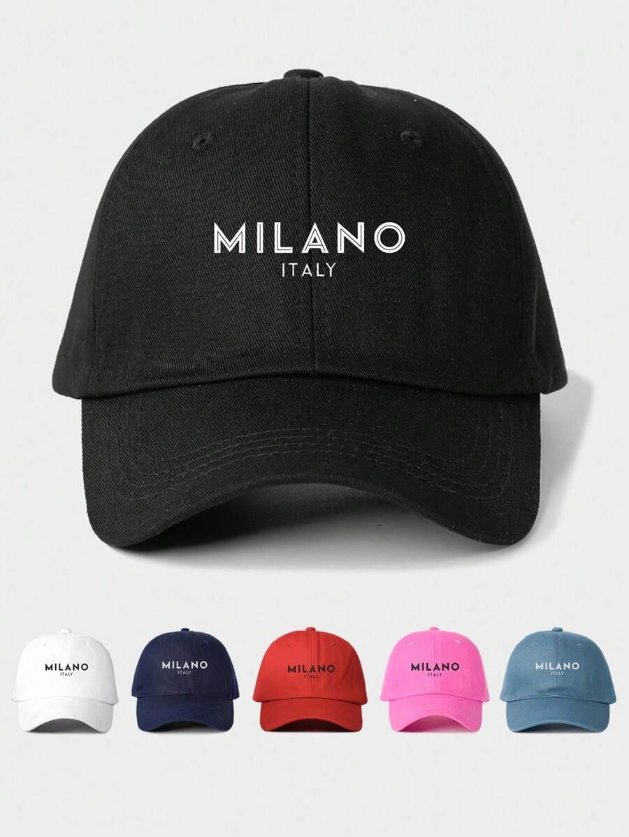 1 pièce Casquette de baseball brodée Milano pour femmes, chapeau décontracté réglable avec protection contre le soleil pour l'extérieur, les voyages, la plage, les vacances, également adapté pour les hommes, style Y2K