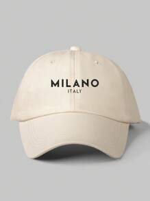 1 pièce Casquette de baseball brodée Milano pour femmes, chapeau décontracté réglable avec protection contre le soleil pour l'extérieur, les voyages, la plage, les vacances, également adapté pour les hommes, style Y2K