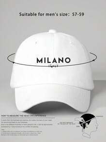 1 pièce Casquette de baseball brodée Milano pour femmes, chapeau décontracté réglable avec protection contre le soleil pour l'extérieur, les voyages, la plage, les vacances, également adapté pour les hommes, style Y2K