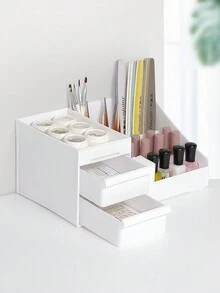 1 hộp đựng đồ để bàn nhiều tầng có ngăn kéo - Hộp đựng đồ trang điểm, giá đựng son môi, hộp đựng đồ dùng văn phòng, hộp đựng phụ kiện làm đẹp, hộp đựng đồ không mùi để bàn trang điểm - Phụ kiện nhà tắm & gia đình - trắng - Xem 3