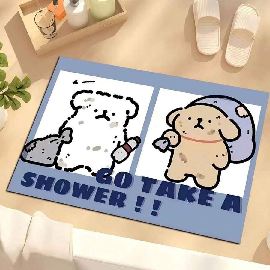 1 tấm thảm sàn phòng tắm họa tiết dễ thương, thảm mềm chống trượt bằng đất diatomit có kết cấu không đều, thấm hút, thích hợp cho phòng tắm, lối vào sử dụng trong nhà - Nhiều màu - Xem 1