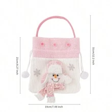 1 Piece Pink Gift Bag, Cute Gift Bag With Santa, Snowman, Elk For Christmas For Home Party Decoration, Holiday Gift Wrapping