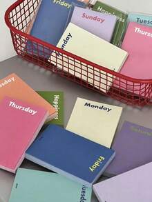 4 件装复古风格便签本笔记本，高品质美观学生便签，颜色和图案随机 - 彩色 - 查看 1
