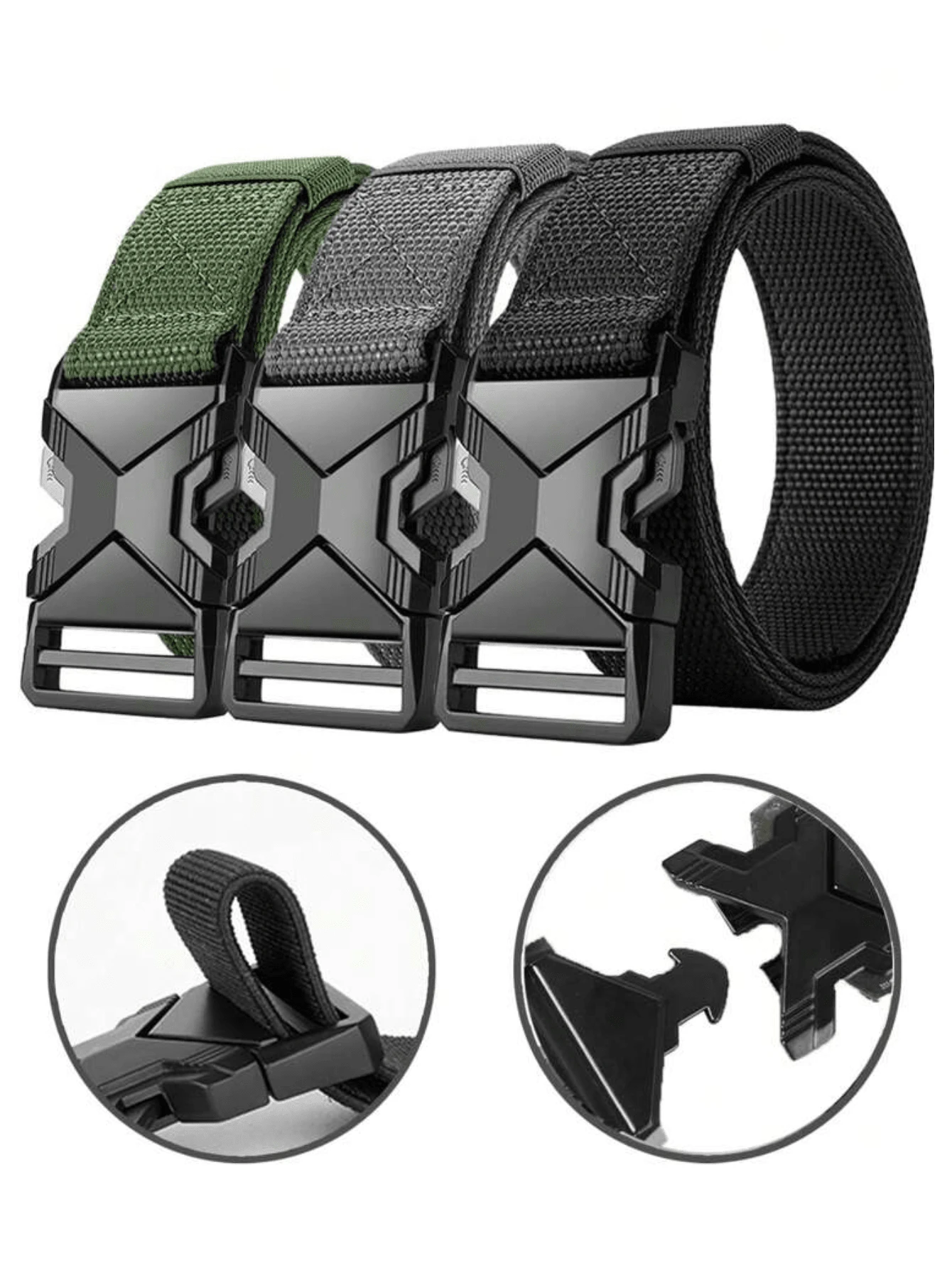 1 条纯色休闲尼龙织带腰带，适合军事训练、攀岩等户外活动，带快拆扣，男女皆宜 - A - 查看 1