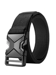 1 条纯色休闲尼龙织带腰带，适合军事训练、攀岩等户外活动，带快拆扣，男女皆宜 - A - 查看 3