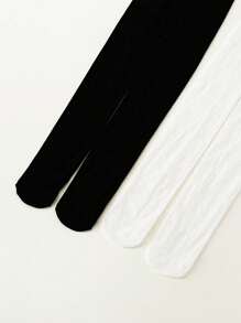 2 双年轻女孩舞蹈紧身裤，弹力舞蹈袜，黑色和白色，春/夏/秋 - 彩色 - 查看 5