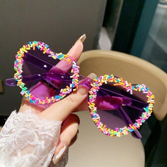1pc Heart Shaped Candy-Colored Summer Beach Fashion Glasses For Women, Party & Music Festival, Couple's Vacation Halloween Beach Accessories For Women Glasses Shades Basics Fall Winter Women Outfits Clothes Business Casual Gifts