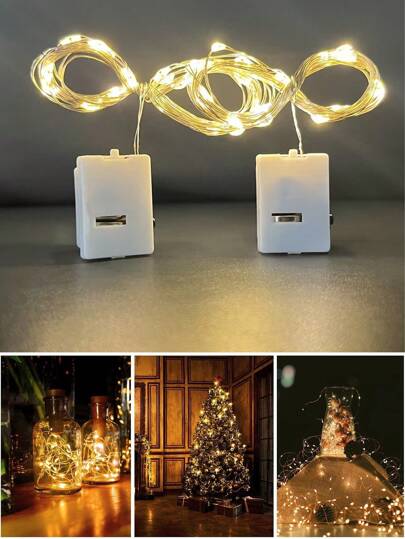 10 PIEZAS Luces de hadas LED mini - Funcionan con batería, efecto centelleante para decoración de envolturas de regalo, decoraciones navideñas, del Día de la Madre y de San Valentín