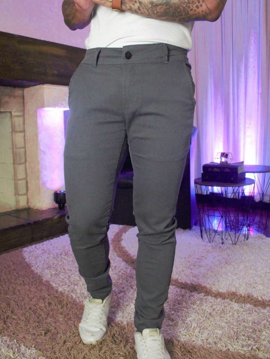 Slim Textured Sport Pants - Xám - Xem 1