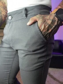 Slim Textured Sport Pants - Xám - Xem 5