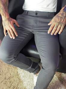 Slim Textured Sport Pants - Xám - Xem 4