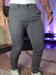 Slim Textured Sport Pants - Xám - Xem 3