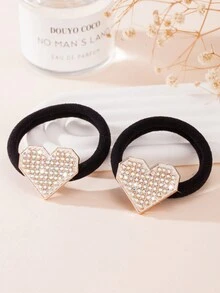 2 dây buộc tóc hình trái tim và hình bướm trang trí đá Rhinestone nhỏ và thanh lịch - Vàng - Xem 4