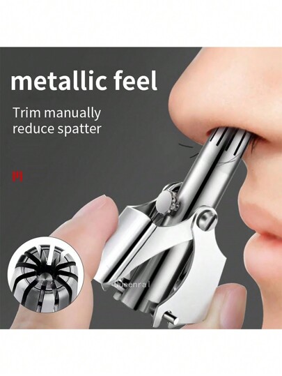 Recortadora de vello nasal y de oído portátil, lavable manualmente, de acero inoxidable, para hombres