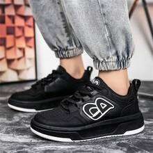 新款男士厚底高帮休闲鞋，秋冬季，皮革鞋面，防水系带，柔软舒适的衬里，防滑耐用的外底，适合户外休闲和运动 - 黑色 - 查看 11