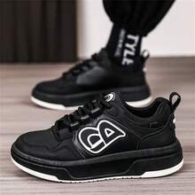 新款男士厚底高帮休闲鞋，秋冬季，皮革鞋面，防水系带，柔软舒适的衬里，防滑耐用的外底，适合户外休闲和运动 - 黑色 - 查看 8