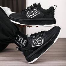 新款男士厚底高帮休闲鞋，秋冬季，皮革鞋面，防水系带，柔软舒适的衬里，防滑耐用的外底，适合户外休闲和运动 - 黑色 - 查看 10