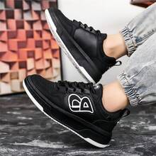 新款男士厚底高帮休闲鞋，秋冬季，皮革鞋面，防水系带，柔软舒适的衬里，防滑耐用的外底，适合户外休闲和运动 - 黑色 - 查看 3