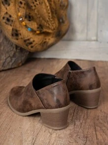 Assortiment de robes pour femmes, bottes de cheville décontractées à talon épais et fermeture éclair latérale pour femmes, bottes Chelsea à talon épais, bottes de moto, bottes d'équitation, bottes d'hiver, talons hauts noirs, bottes pour femmes - Tabac - Voir 6