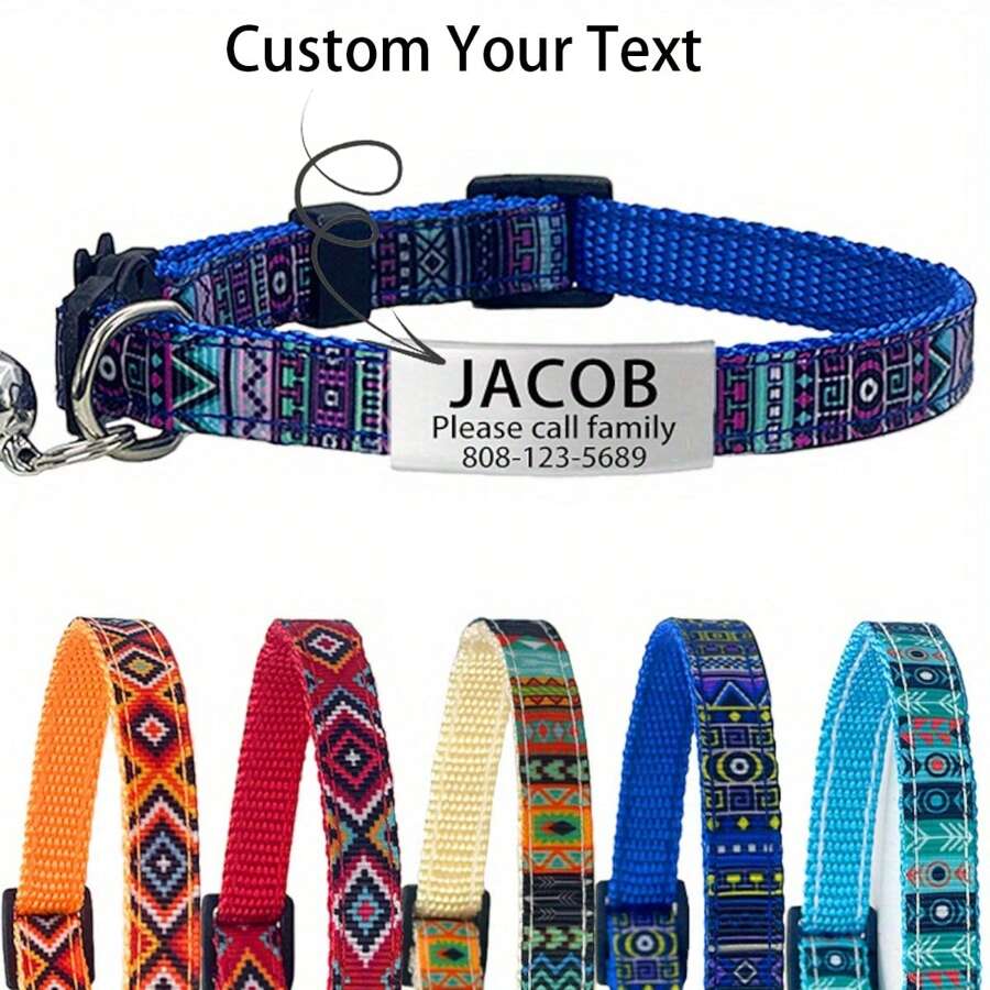 Customizable Bohemian Chic Cat Collar Soft Patterned Pet Collars With