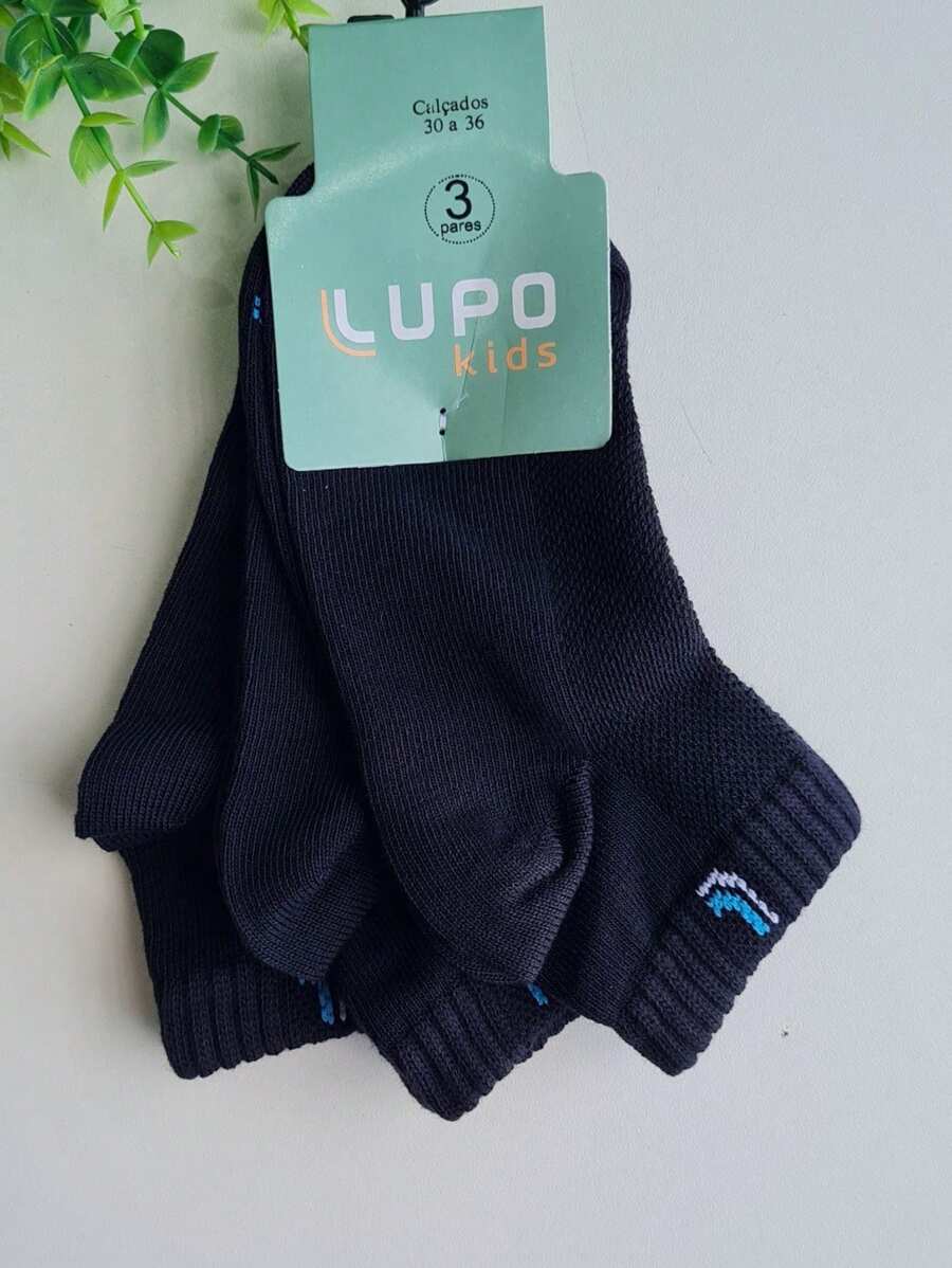 Children's Socks Kit 3 Pairs Boy And Girl Premium Lupo - 黑色 - 查看 1