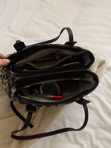 1 Túi xách da PU họa tiết da báo và răng sói thời trang thu đông thanh lịch hai lớp có khóa kéo cho nữ, túi đeo vai, dùng khi đi làm hàng ngày, đi du lịch, công tác, đi học - Nhiều màu - Xem 8