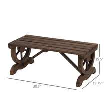2-Person Wooden Garden Bench - Outdoor Wagon Wheel Porch Bench. Ideal For Backyard Garden. Rustic Country Style Patio Furniture. Adds Charm To Your Outdoor Space. - 黑色 - 查看 10