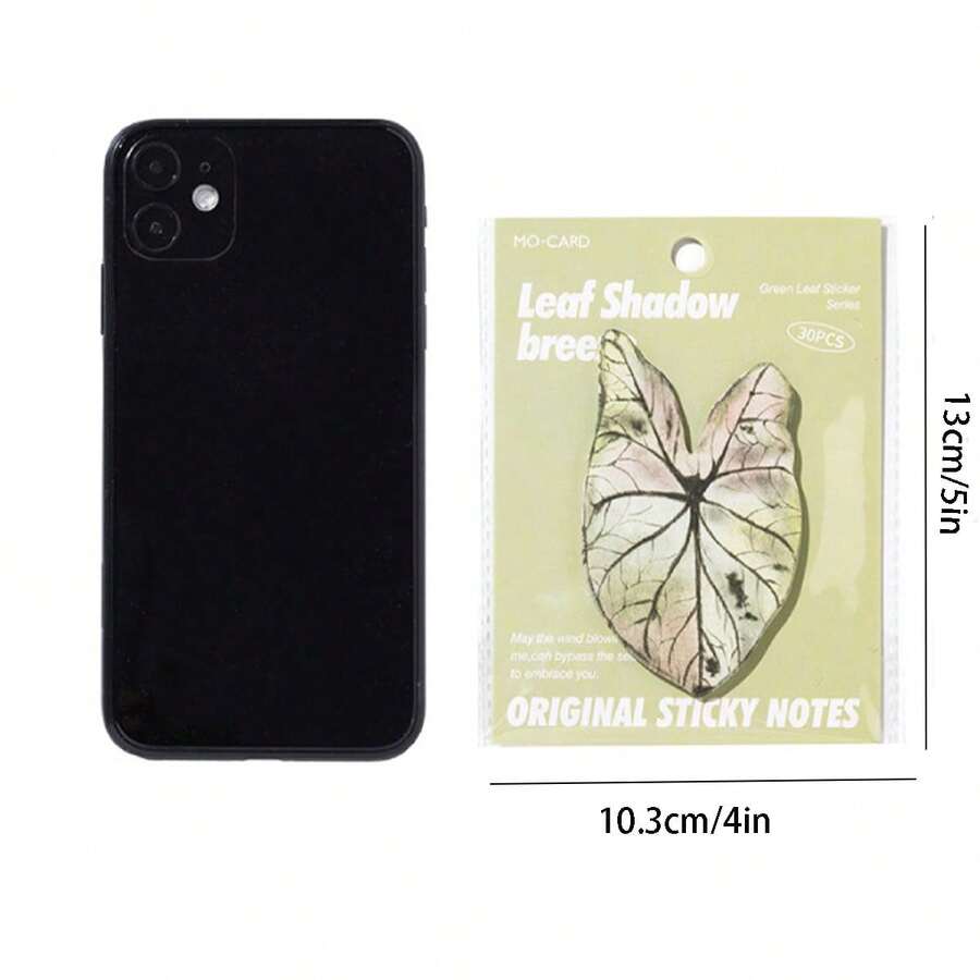 White Kraft Paper Sticky Notes, Green Leaf Sticky Notes, Message Notes