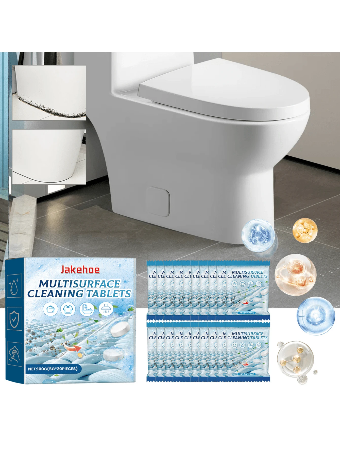 多表面清洁泡腾片 马桶除臭洗手台 马桶去污清洁泡腾片 - 藍色 - 查看 1