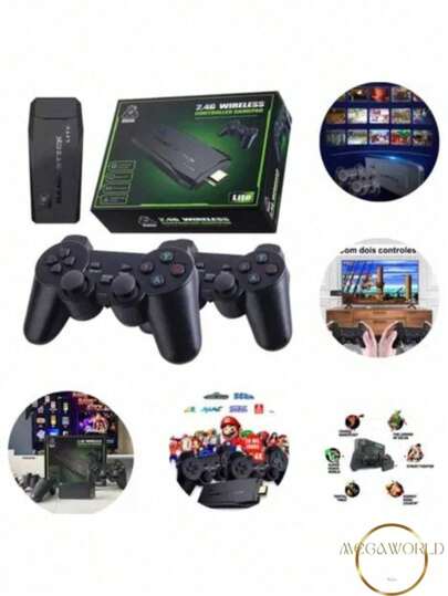 [Edição Premium 2024] 4K Video Game Stick – Mais de 20.000 jogos clássicos, 64 GB de armazenamento, 2 controles sem fio, console de jogos portátil retrô - Disponível online – Envio agora