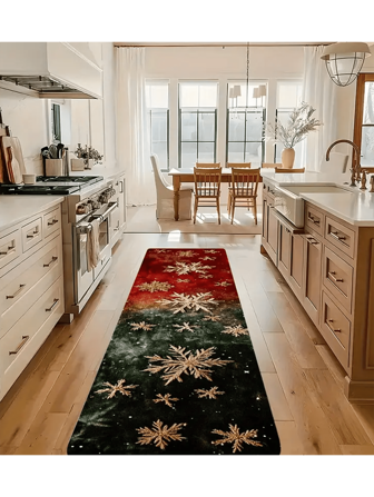 1pc Christmas Kitchen Decorative Runner Rug, Plaid Print, Non-Slip Door Mat Floor Mat For Bedroom Living Room Study Gaming Kitchen Entry, Soft Polyester Hallway Carpet, Machine Washable (For High Anti-Slip Requirements, It Is Recommended To Purchase Anti-Slip Pads For Use)