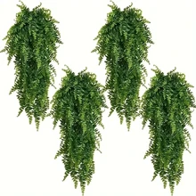 4PCS/1PC 人造藤蔓悬挂假植物，人造藤蔓制作假悬挂植物，人造蕨类植物壁挂植物假常春藤绿色花环房间装饰家庭花园婚礼派对室内室外装饰，农舍美学人造叶子 - 彩色 - 查看 1