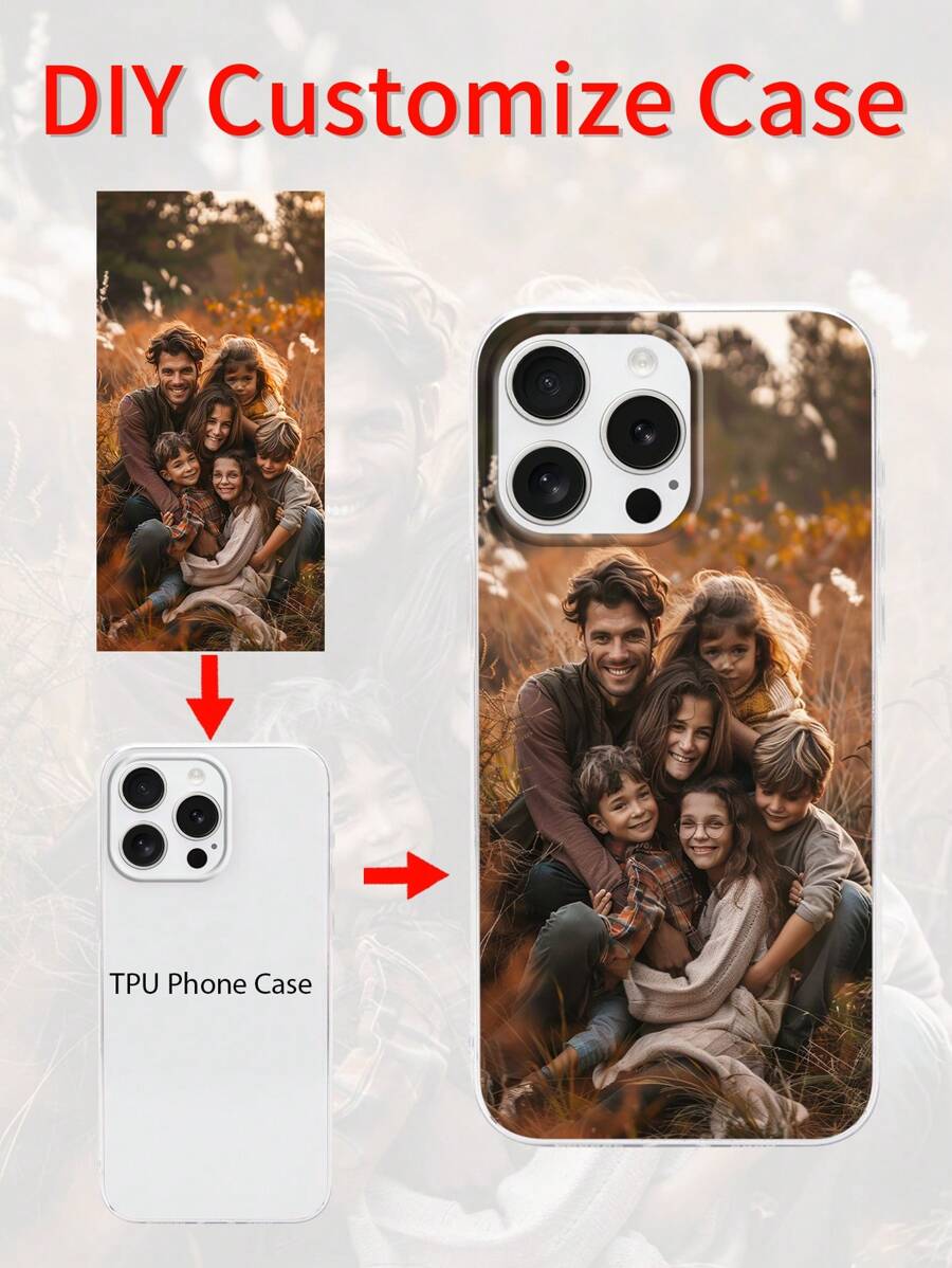 Apple 1pc Customized Soft TPU Transparent Mobile Phone Case Compatible With Iphone 15 Pro Max/ And Other Models,Season Picks,Cell Phones & Accessories,Customized Phone Cases - Clear - View 1