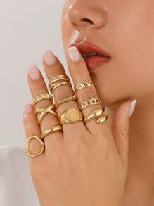 10pcs Stackable Knuckle Rings Set, Suitable For Women Teens Girls, Aesthetic Fashion Delicate Open-Band Medium Ring Sets, Medium Finger Ring Sets Jewelry Gifts