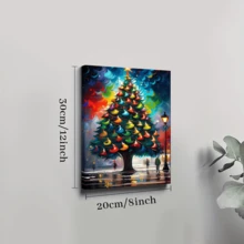 1pcs Christmas Tree Wall Art, Canvas Poster Print Wall Art For Bedroom, Living Room And Hallway, Ideal Gift For Home Decoration And Room Decor
