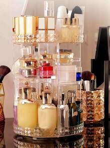 Organizador 360 de maquillaje giratorio, Soporte ajustable para almacenamiento de maquillaje,Transparente - Multicolor - Ver 2