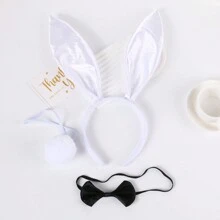 1 Set 3 Stück Plüsch Hasen Schwanz Karnevals Kostüm Set, Weiches 3-teiliges Zubehör Set, Weihnachtsball Zubehör Set, Party Atmosphäre Dekorations Set für Abschlussball und Halloween