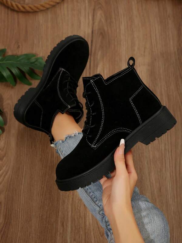 2024 New Women Boots, Winter Boots, Short Boots, British Style Thick Boots, For Petite