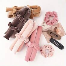 Bộ 4 máy uốn tóc không dùng nhiệt kèm hộp quà tặng - Nhung, Máy uốn tóc không dùng nhiệt thân thiện với giấc ngủ, Phù hợp với mọi loại tóc, Bao gồm kẹp và dây buộc tóc, Ít gây dị ứng, Món quà tuyệt vời cho bạn bè và gia đình - Nhiều màu - Xem 2