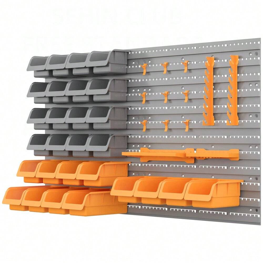 DURHAND 44 Piece Wall Mounted Pegboard Tool Organizer Rack Kit With