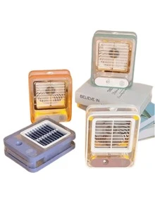 Mini Ventilador da Mesa Ar Condicionado Umidificador e Refrigerador de ar 2 em 1 Climatizado Led usb Envio Imediato - Multicolorido - Visão 2
