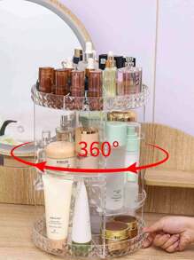 Organizador 360 de maquillaje giratorio, Soporte ajustable para almacenamiento de maquillaje,Transparente - Multicolor - Ver 4