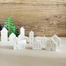 10 种不同的迷你房屋蜡烛模具、房屋硅胶树脂模具、迷你房屋环氧树脂铸造模具，适用于香薰珠、钥匙吊坠、DIY 蜡烛、石膏、工艺品、珠宝配件 - 白色 - 查看 6