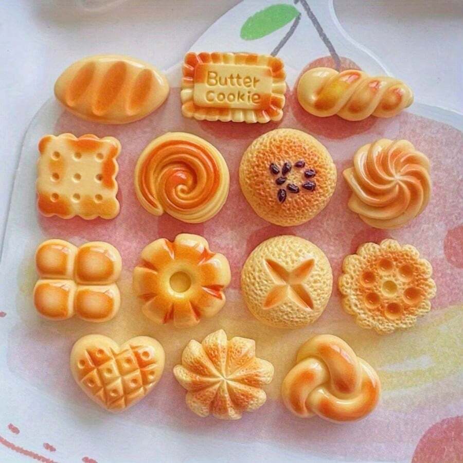 10/20/30/50 件迷你面包和饼干树脂，DIY 奶油色手机壳配件，手工发夹和发带装饰，适用于圣诞节、万圣节、感恩节礼物、厨房和家庭派对用品 - 彩色 - 查看 1