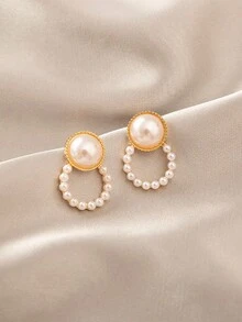 5 件/套简约百搭珍珠戒指优雅耳钉套装 - 套裝A款 - 查看 3