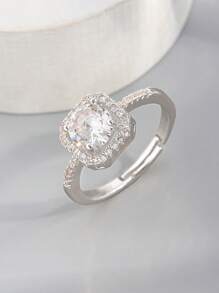 5pcs Set Luxurious Delicate Geometric Cubic Zirconia Rings, Elegant For Women Wedding/Party