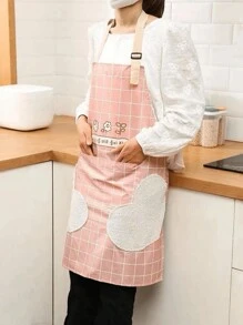 1 pieza Delantal con bolsillo grande, delantal largo de cocina, ropa de trabajo para limpieza del hogar, accesorios para hornear, suave, ajustable al cuello, fácil de limpiar, resistente a manchas, a prueba de agua y aceite; apto para uso en el hogar y al aire libre