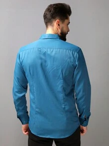Long Sleeve Dress Shirt Does Not Wrinkle Easily - Cadet Blue - View 2