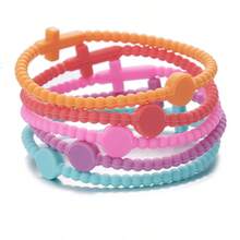 Bộ 5 chiếc/Bộ Vòng tay silicon nhiều lớp hình chữ thập màu Macaron, Vòng đeo tay sáng tạo cá nhân hóa cho trẻ em và người lớn, Màu ngẫu nhiên, Quà tặng Giáng sinh, Năm mới, Ngày lễ tình nhân - Nhiều màu - Xem 16