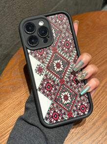 Ốp lưng điện thoại họa tiết hình học bằng da PU tương thích với điện thoại Apple - Nhiều màu - Xem 1